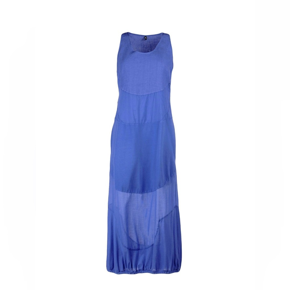 Italian European Culture Brand Cotton Blue Tiered Halter Maxi Sundress
